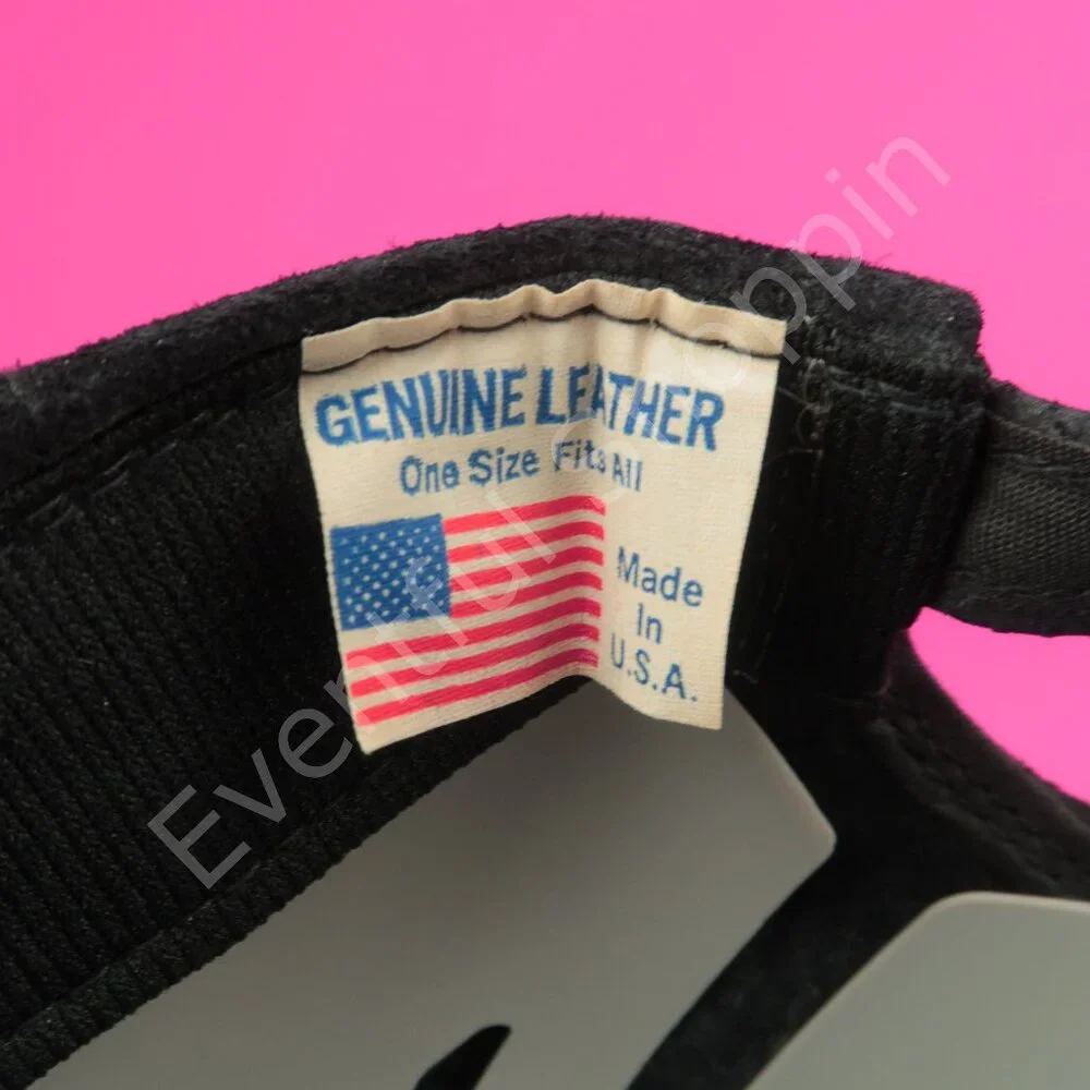 Vintage Leather Snakeskin Hat Mens Black Adjustable Vintage 1980s Made In USA - Picture 8 of 10